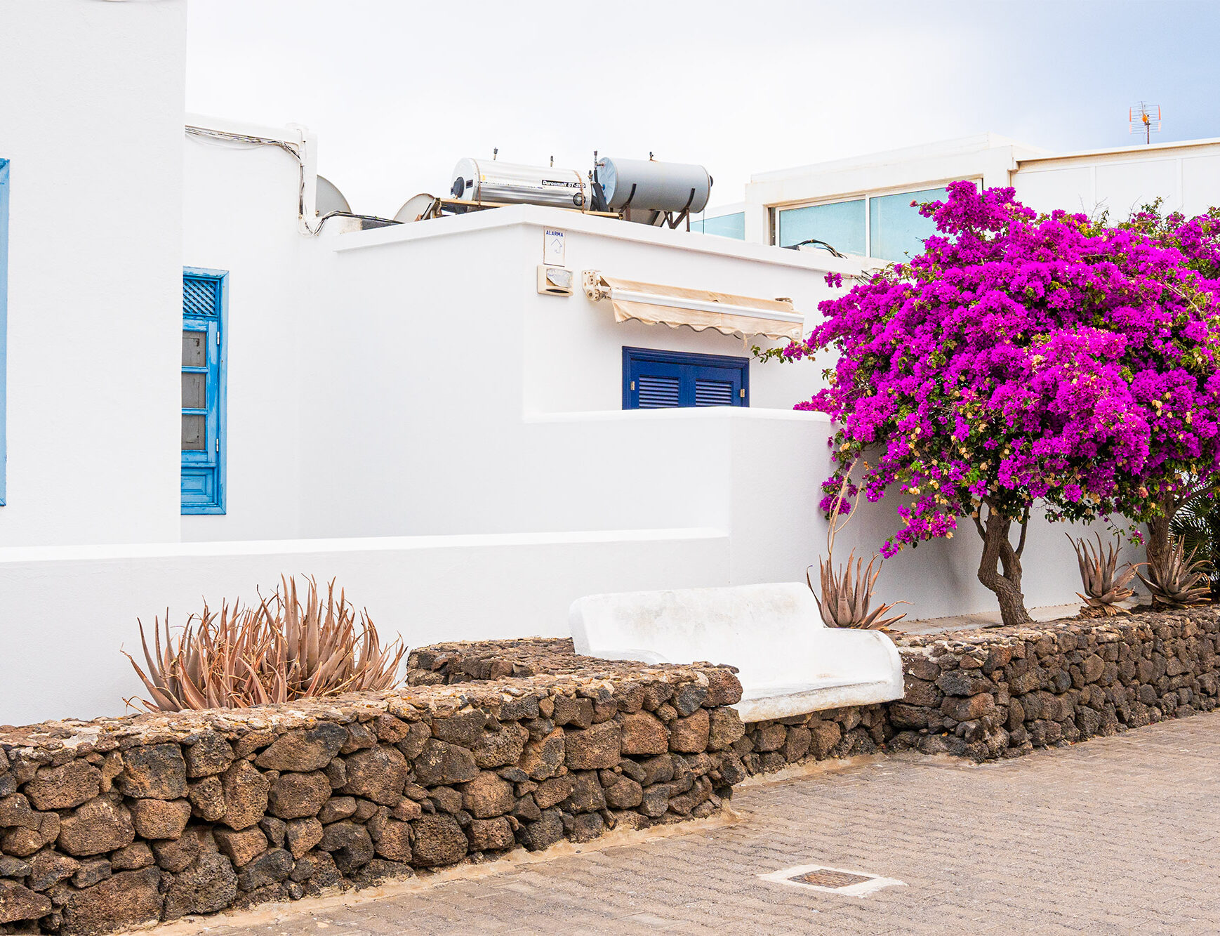 White Mediterranean house in Lanzarote, Canary Islands.